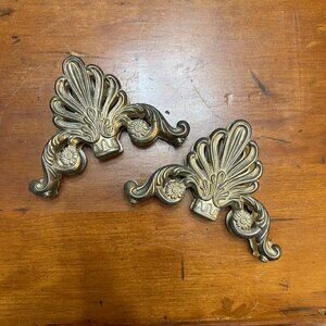 Vintage Ornate Silver Metal Knife Rest Napkin Holder Heavyweight Patina Set of 2